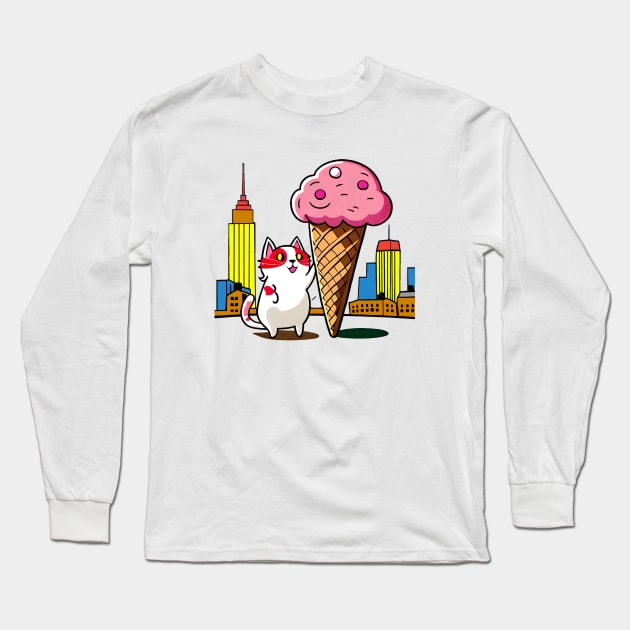 Ice cream cat Long Sleeve T-Shirt by sweetvision